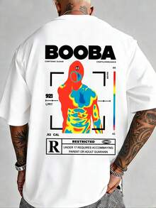 BOOBA Camiseta Estilo Hip Hop con Estampado Termotransferente Moda Retro Streetwear Casual Unisex  Juvenil - Blanco - Ver 2
