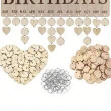 1 Set Wooden Birthday Calendar Reminder, Wall-Mounted Home Birthday Board With Labels. Wooden Birthday Calendar, Suitable For Home, Classroom, Office Display. Personalized Gift For Mom, Teacher, Grandma - Wood Color - View 3