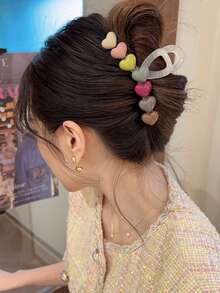 1/2/3件組 女款大號彩虹甜美髮夾 隨機配色 夏季海灘髮飾抓夾 - 彩色 - 查看 7
