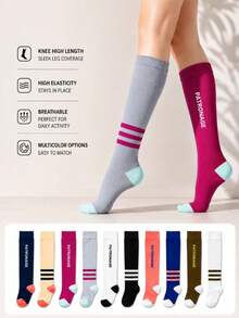 1/5 Pair Professional Sports Compression Socks - Moisture-Wicking Running & Jump Rope Socks - Shaping & Slimming Leg Style - Multicolor - View 2