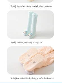 2 Pairs Baby Long Socks, 0-1 Year Old, Breathable Mesh, Cartoon Animal Pattern, Summer - Multicolor - View 11