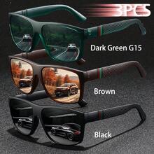 WSZ 3PCS Fashion Stripe Design Unisex Square Vintage Glasses Classic Driving Fishing Traveling Tropical Beach Vacay Vacation For Man Driver's Eyewear - 3PCSF364 - View 12