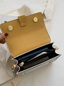 Fashionable Minimalist Versatile Color-Block Layered Shoulder Bag With Chain Strap, Suitable For Young Girls, Shopping, Dating, Evening Party, Daily Commute, Multi-Functional Shoulder Crossbody Bag - Multicolor - View 9