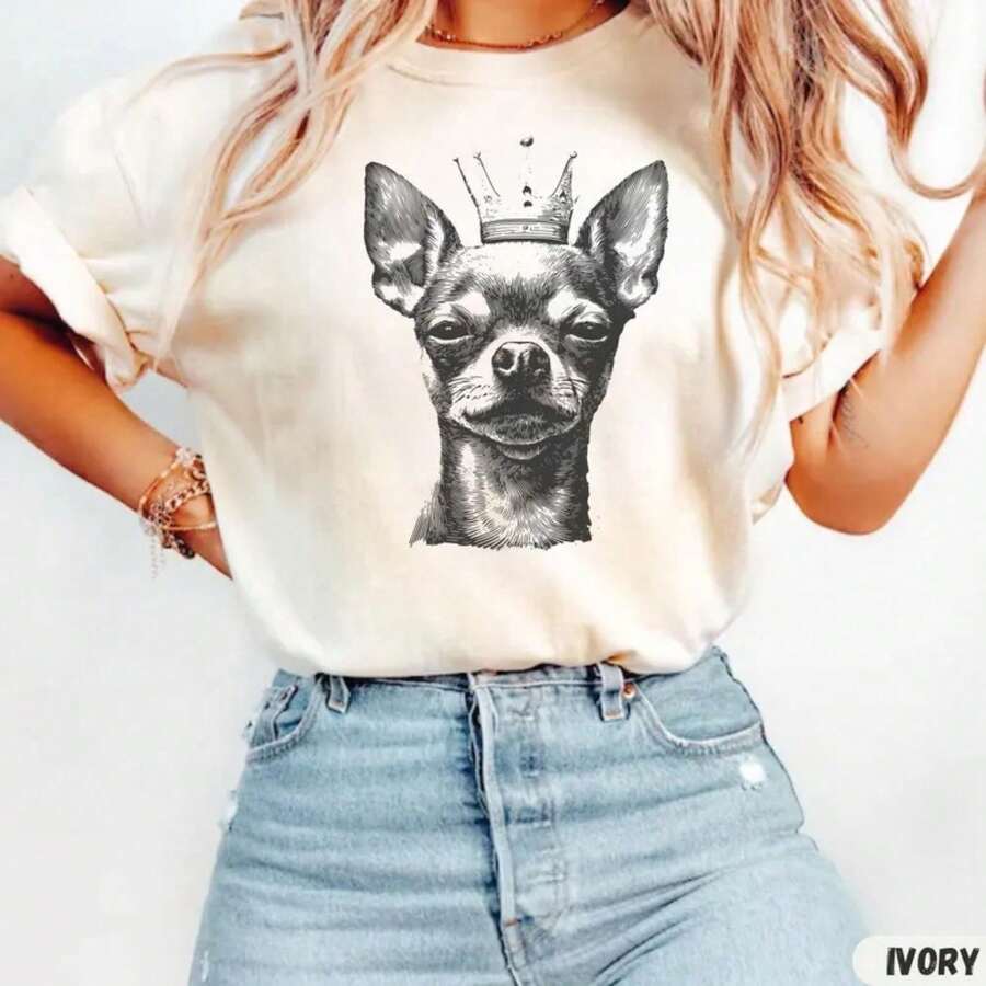 Raise Hell Cowboy Dog T-Shirt, Western Style Chihuahua T-Shirt, Funny Cowgirl Graphic Tee, Country Concert T-Shirt, Vintage T-Shirt - 白色 4 - 查看 1