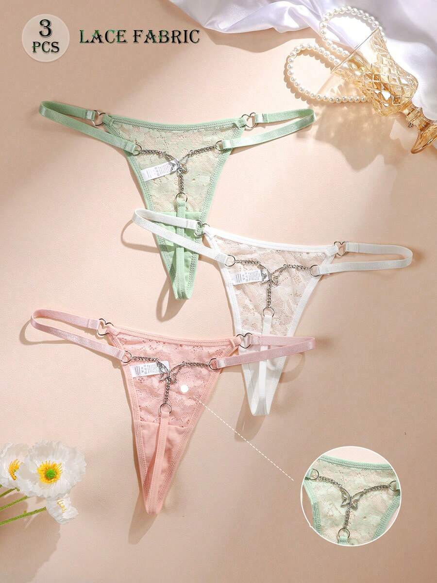 3pcs Sexy Women Metal Chain Thong Panties - Multicolor - View 1