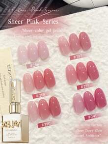 XEIJAYI 6 Colors 15ml Pink Gel Nail Polish Set, UV LED Soak-Off Nail Gel, Semi-Permanent, DIY Salon-Grade Nail Gel - Multicolor - View 4