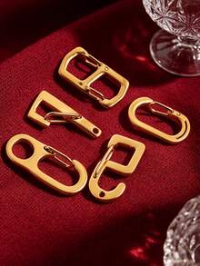 4Pcs 304 Stainless Steel 18K Gold Plated Swivel Clasps, Mixed Shape Spring Gate Clasps For DIY Jewelry Making - Buckle - View 1