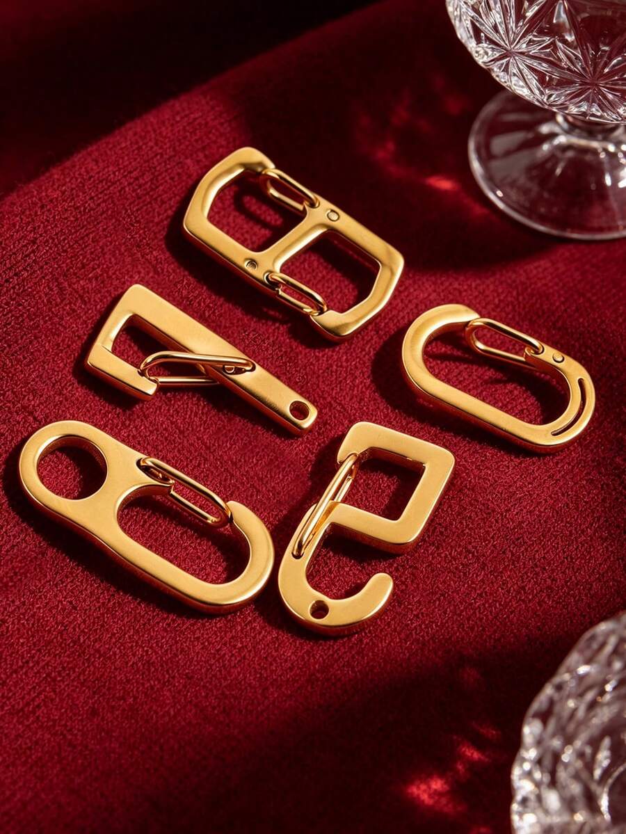 4Pcs 304 Stainless Steel 18K Gold Plated Swivel Clasps, Mixed Shape Spring Gate Clasps For DIY Jewelry Making - Buckle - View 1