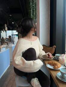Daleeva Autumn/Winter Casual Versatile Solid Color Sweater - Apricot - View 3