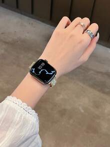 1pc Women's High-End Diamond Inlaid Metal Watch Band, Suitable For 38/40/41/42/44/45/46/49mm Ultra/SE/Series 10/9/8/7/6/5/4/3/2/1 - Gold - View 5