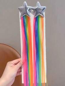 6pcs Girls Cute Street Cartoon Rainbow Butterfly Heart Gradient Color Hair Clips - Multicolor - View 7