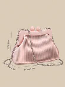 1 Piece White PU Material Flap Clutch Bag With Luxury Metal Decoration, Showing Fashion And Elegance, Suitable For Holding, Carrying, Wearing On The Shoulder Or Crossbody, P - 紫紅色 - 查看 6