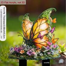 2D Flat Acrylic Butterfly Garden Stake, Floral Monarch Butterfly Yard Decor Sign, Waterproof Outdoor Lawn Ornament, Non-3D Product - A - View 8