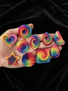 20pcs Acrylic Bohemian Style Colorful Starry Sky Mandala Vortex Flower Pattern Pendants (With Holes), Suitable For Making Jewelry, Necklaces, Earrings, Keychains, Bag Charms, Phone Case DIY Stickers, Party Favors And Holiday Gifts - Multicolor - View 1