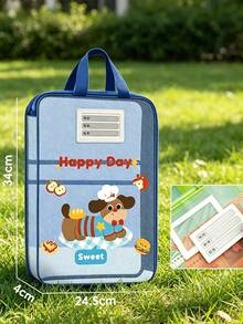 1pc/5pcs Cute Cartoon Transparent Mesh File Bag, Portable Handheld Multi-Layer Document Organizer, Sweet Animal Print Zipper Paper Storage Bag, Suitable For Teenage Girls Students School Homework Stationery Storage - Multiple Styles - View 8