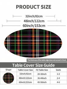 1pc Black Geometric Grid Milk Silk Polyester Elastic Tablecloth, Washable Geometric Plaid Dining Tablecloth Suitable For Home Dining Room, Living Room, Kitchen Decoration, Can Be Used For Anniversary, Birthday Gift Giving And Other Occasions - Multicolor - View 3