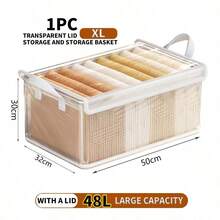 Transparent Stackable Storage Bins With Lids, Dust-Proof, Moisture-Proof, Waterproof Baskets, Multi-Functional Storage Boxes And Baskets Suitable For Home, Picnic, Dorm, Kitchen, Bedroom, Closet And Various Occasions. - Clear - View 4
