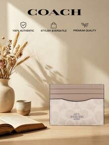 Coach Ultra-Thin ID Card Holder Credit Card Wallet With ID Window Front Pocket Mini Coin Purse For Women - Sand Taupe - View 1