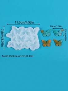 SikeSike 1件或2件 9格蝴蝶造型矽膠模具，適用於蛋糕裝飾、巧克力、布丁、糖果 - 白色 - 查看 10