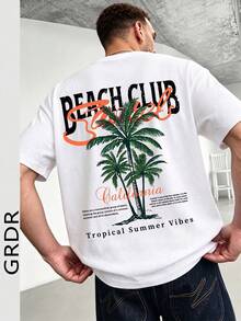 GRDR Men's Fashionable Loose-Fit Short-Sleeve Patterned T-Shirt |   Exquisite Design |   Summer Essential |   Easy To Combine |   Show Your Style - 白色 - 查看 1