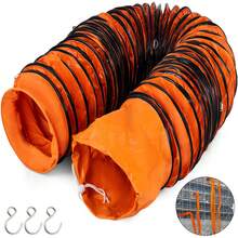 Conducto flexible de PVC de 8 pulgadas y 25 ft con refuerzo de resorte y anillos de acero inoxidable para sistemas de ventilación industrial y extracción de aire - D203-L7.6-T28, naranja - Ver 1