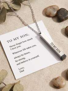Hidden Message Necklace, Stainless Steel Secret Message Pendant Necklace, Inspirational Jewelry Gift For Women Men, Meaningful Engraved Keepsake - Silver - View 7