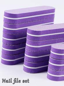 20 Piece Purple Nail File Set, Matte Cushioned Nail Art Sponge Tool, Portable Nail File For Hand And Foot Care Beginners, Easy To Operate Nail Tools - Multicolor - View 5