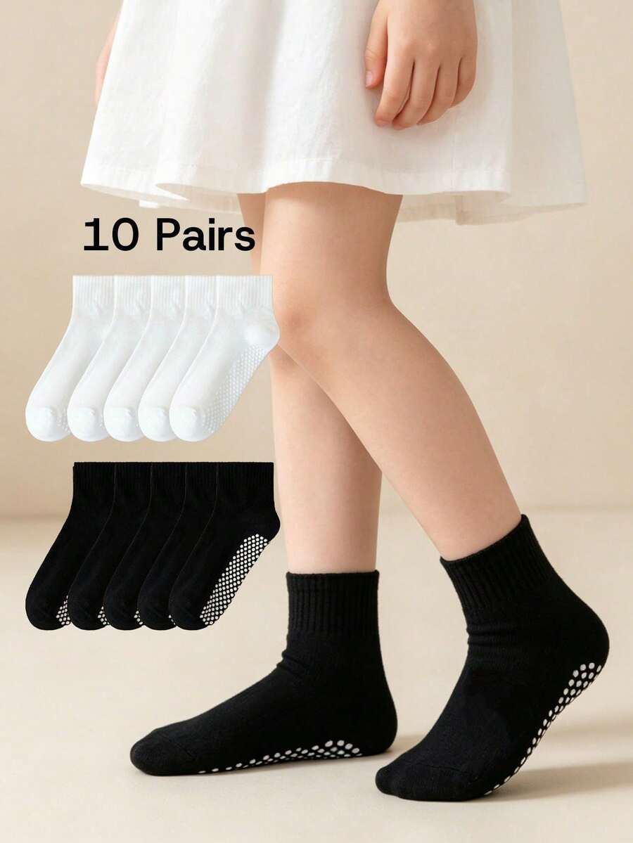10 Pasang Kaos Kaki Siswa Anak, Gaya Olahraga Klasik Serbaguna, Kaos Kaki Pendek Kasual Tipis - MultiWarna - View 1