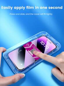 2pcs Black Edge Blue Light Filter HD Quick Install Screen Protector Compatible With Iphone 17/17Pro/17Promax/17Air/16/16plus/15/14/13/12/11/XS/XR All Series, Anti-Blue Light Eye Protection, Shock Resistant, Drop Resistant, HD Screen Protector - Clear - View 6