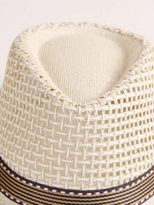 1pc/1set Men's Straw Hat, Breathable Woven Summer Hat, Multi-Functional Sun Protection, British Style Fedora Hat, Fashionable Gentleman Cowboy Hat - Straw Hat - View 8