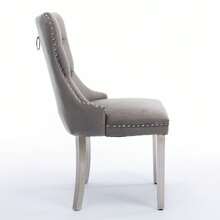 Set Of 2 65 Cm Dining Chairs In Velvet For Kitchen And Dining Room - 灰色 - 查看 4