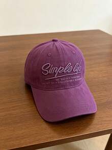 1件女款復古字母刺繡棒球帽，時尚百搭寬帽簷大頭圍帽子，防曬棒球帽，度假旅行必備，校園禮物 - A - 查看 16