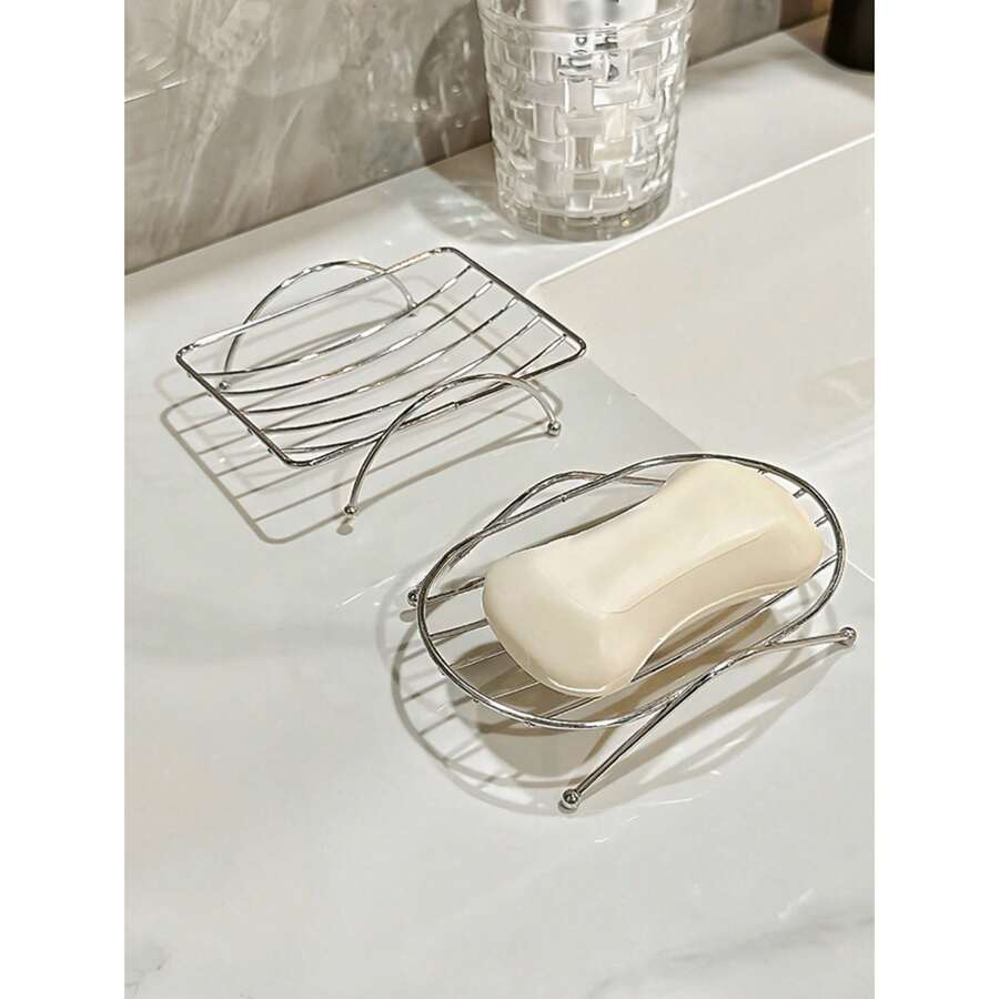 2 Model Tempat Sabun Berongga, Tempat Sabun Logam Bertingkat dengan Lubang Drainase, Desain Anti Karat & Berventilasi, Mencegah Sabun Menjadi Basah, Sempurna untuk Kamar Mandi, Dapur, Shower, Wastafel, Hotel & Penggunaan RV, Organizer Ringkas & Bergaya - bawaan - View 1
