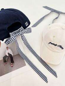 1pc Letter Embroidered Baseball Cap, Bowknot Fashion Versatile Elegant Sun Protection Suitable For Outdoor Travel - Lace - View 5