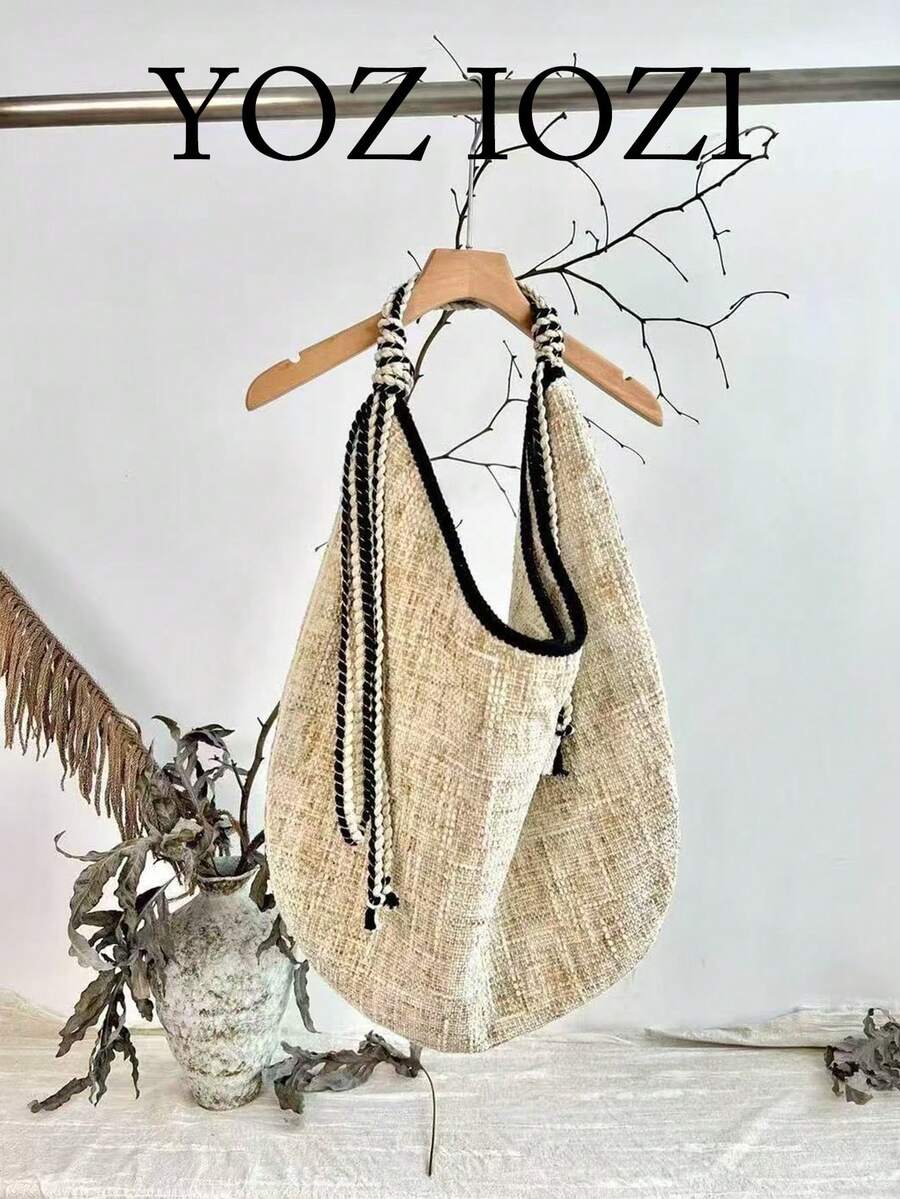 韓系小眾設計腋下肩背包,百搭時尚溫柔夏季托特包,女款 - 淺卡其色 - 查看 1