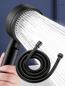 Tatukiko 1 Set 5-Gear Adjustable Shower Head With 1.5m Shower Hose Home Bathroom Decor Fall Decor Bathroom Accessories - Black - View 7
