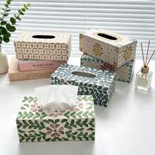 1 pieza Caja de pañuelos de concha natural - Caja de almacenamiento de pañuelos elegante, soporte de pañuelos de lujo de alta gama, adecuado para baño, sala de estar, dormitorio, se puede usar como decoración del hogar, caja de pañuelos de escritorio de la mesa de comedor de la sala de estar, regalo perfecto para Acción de Gracias, Día de San Valentín, decoración del hogar - Ver 3