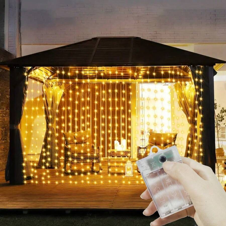 AA Battery Powered LED Curtain Lights, 8 Modes String Lights, Indoor/Outdoor Use, Suitable For Windows, Wall Hanging, Bedroom Backdrop, Wedding Party, Halloween Christmas Indoor Decoration