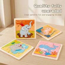 Children's Educational Wooden Cartoon Puzzle Logic Thinking Hand-Eye Coordination Cartoon Animal Cognition Shape Recognition Puzzle Board Kindergarten Educational Small Toy Gift - Multicolor - View 8