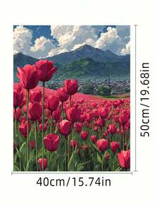 DIY Digital Oil Painting Set, Tulip Landscape, Frameless Digital Oil Painting, Suitable For Adult Beginners, Canvas Painting Handmade Craft, Home Wall Decor, Holiday Gift - Frameless - View 5