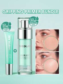 SHEGLAM [2Pcs] Good Grip Hydrating Primer 正裝和旅行裝套組 品牌美妝化妝品 適合女士與女孩 - 薄荷藍 - 查看 8