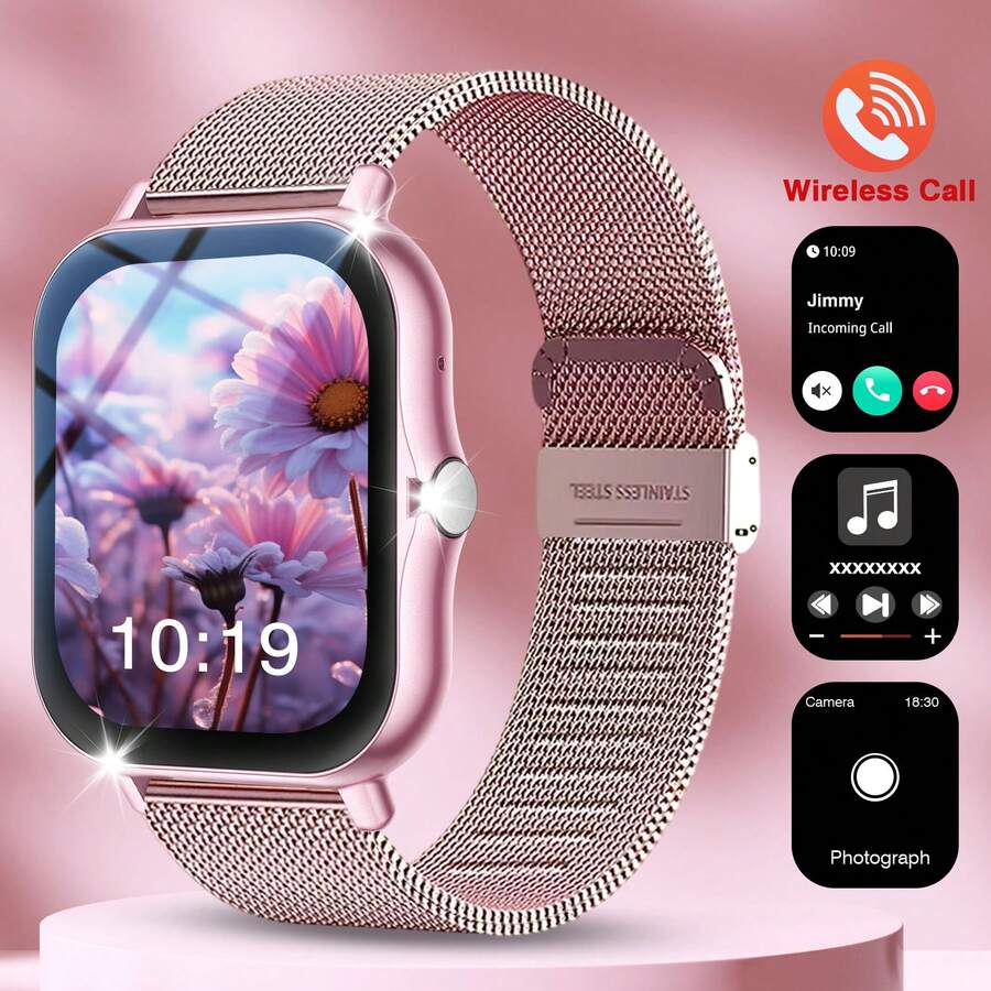 Brand New 1.83 Inch HD Full Touch Screen Smart Watch, Unisex, Supports Phone Dialing/Answering, Steel Strap, Pedometer, Calorie Counter, Multiple Sports Modes, Message Notification And Call Reminder, Multi-Functional Smart Watch, Sports Smart Watch, Compatible With Android/IOS Systems, Christmas Gift Choice - Multicolor - View 1