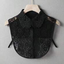 1 buah Kemeja Dalaman Wanita Hitam & Putih Modis, Kerah Palsu Elegan yang Dapat Dilepas, Aksesori Serbaguna Cocok untuk Musim Semi, Gugur, dan Dingin - Renda hitam yang cantik - View 6