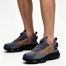 Men's Steel Toe Safety Shoes, Casual Work Sneakers, Puncture-Resistant MD Sole, Comfortable Breathable Men's Shoes, Round Toe Low-Top Design Air Cushion Height-Increasing Shoes, All Season, Black Work Shoes, Industrial Sneakers, Unisex Couple Shoes 34-48 - Ash - View 3