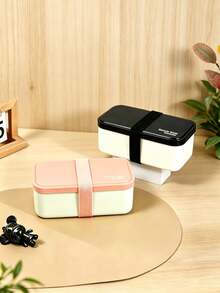 Creative Minimalist Lunch Box Set, Rectangular Bento Box With Knife, Fork And Spoon, Large Capacity Divided Food Storage Container, Portable Outdoor Food Box, Perfect For Students And Office Workers - Multicolor - View 7