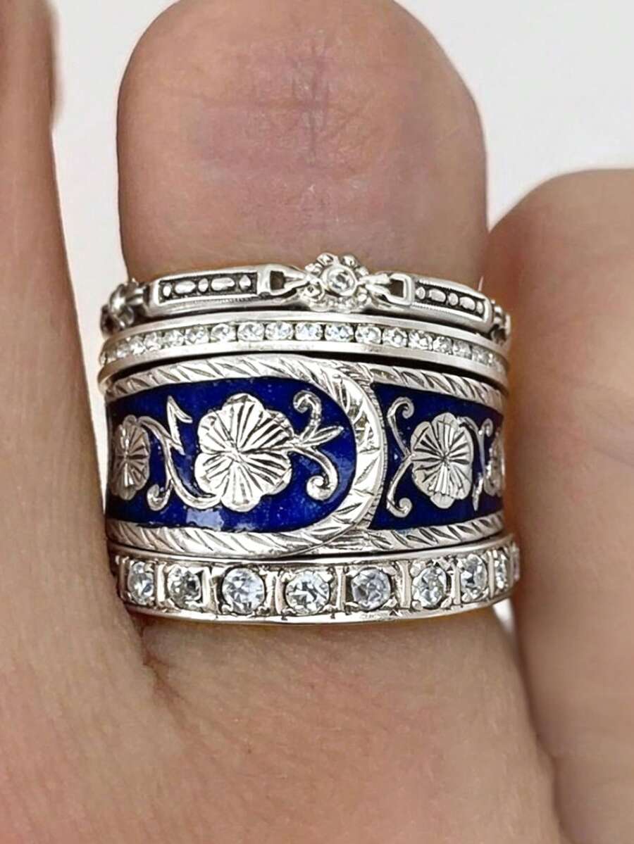 1件優雅立方鋯石戒指，適合女性佩戴，適用於婚禮、訂婚、週年慶典、情人節禮物 - 5# - 查看 1