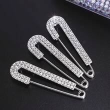 Shiny Rhinestone Safety Pin - Multicolor - View 3