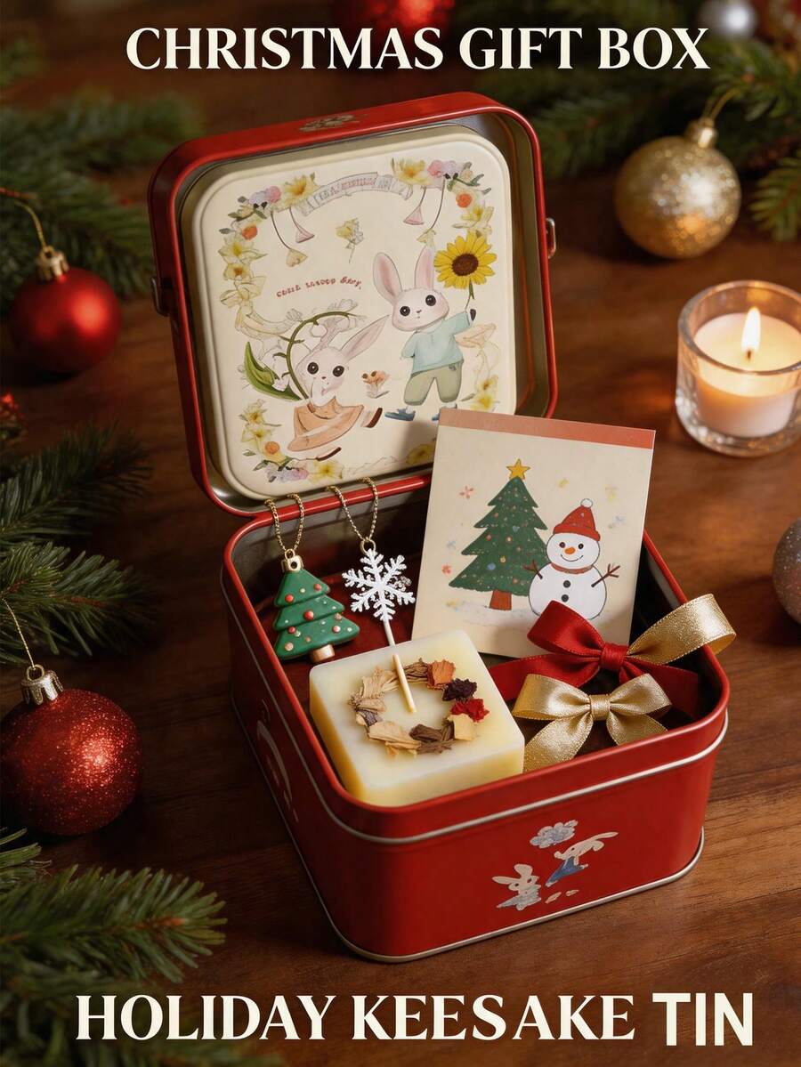 1pc/3pcs/Random Tin Box Festive Gift Box Wedding Candy Jar Wedding Favor Box Party Gift Packaging Easter Halloween Christmas Holiday Gift Box Souvenir Box Small Gift Jewelry Headwear Storage Box - Multicolor - View 1