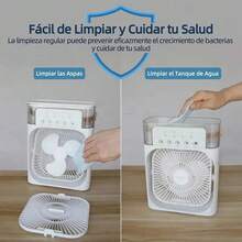 Ventilador de mano, ventilador portátil 3 en 1, aires acondicionados, enfriador eléctrico USB, luz nocturna LED, para maquillaje, viajes, actividades al aire libre. RO70 - Negro - Ver 4