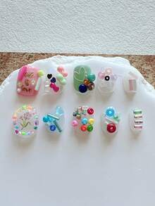 1 Bottle Mini Nail Art Seed Beads With Holes, Colorful Micro Beads, Simple Versatile All-Match Accessories Nail Charms - 彩色 - 查看 8